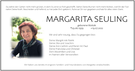 Anzeige von Margarita Seuling von MGO
