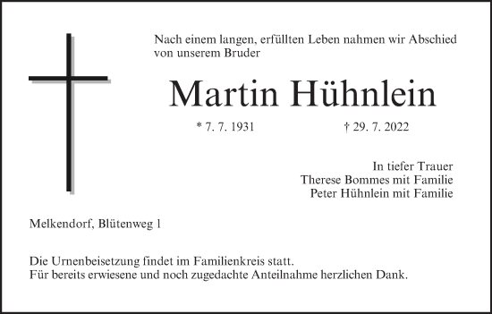 Anzeige von Martin Hühnlein von MGO