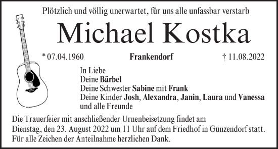Anzeige von Michael Kostka von MGO