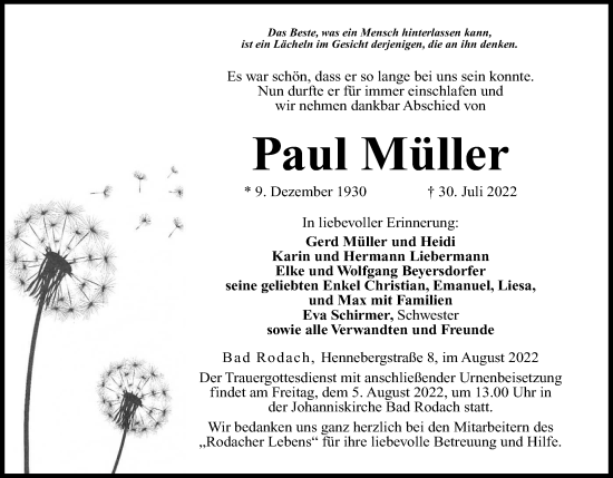 Anzeige von Paul Müller von MGO