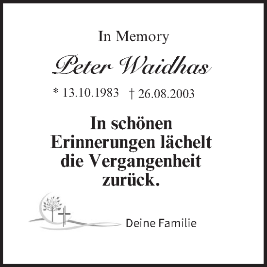 Anzeige von Peter Waidhas von MGO