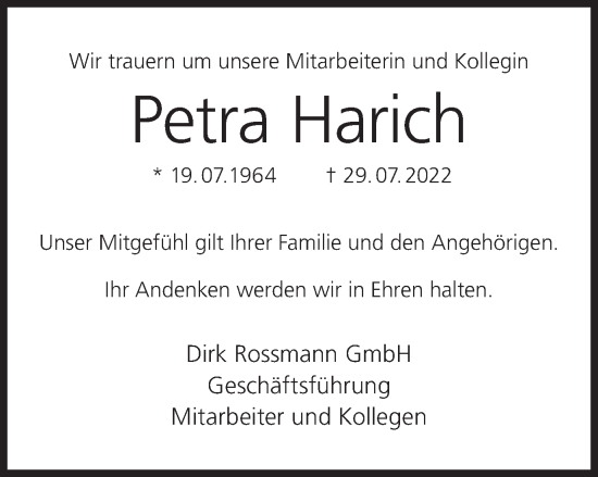 Anzeige von Petra Harich von MGO
