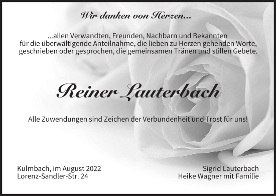 Anzeige von Reiner Lauterbach von MGO