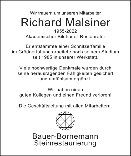 Anzeige von Richard Malsiner von MGO