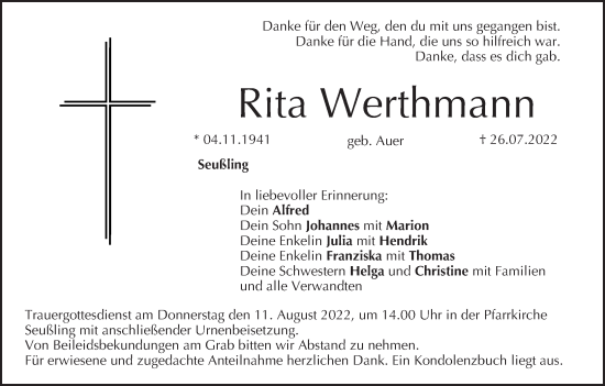 Anzeige von Rita Werthmann von MGO