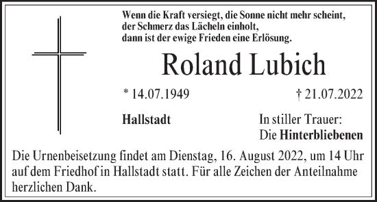 Anzeige von Roland Lubich von MGO