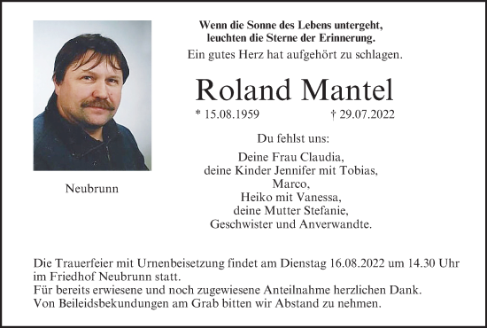 Anzeige von Roland Mantel von MGO