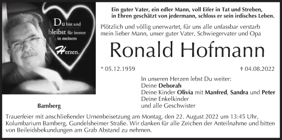 Anzeige von Ronald Hofmann von MGO
