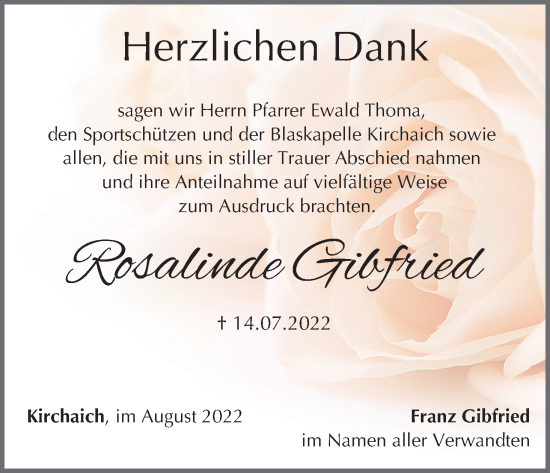 Anzeige von Rosalinde Gibfried von MGO