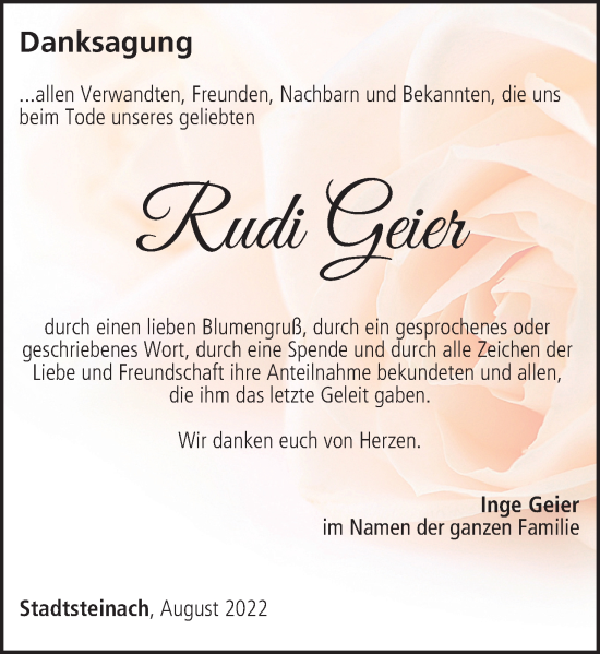 Anzeige von Rudi Geier von MGO