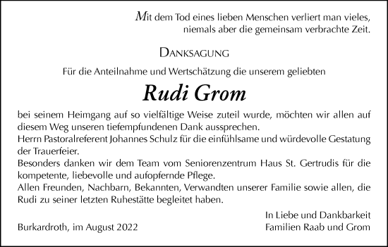 Anzeige von Rudi Grom von MGO