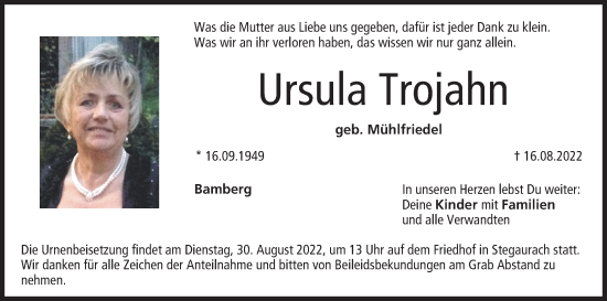 Anzeige von Ursula Trojahn von MGO