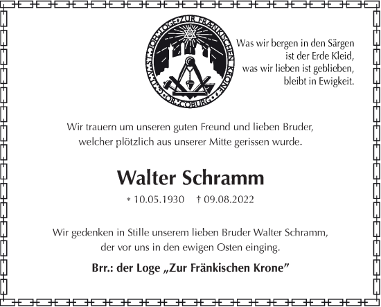Anzeige von Walter Schramm von MGO