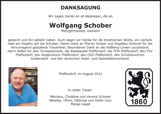 Anzeige von Wolfgang Schober von MGO