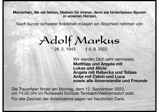 Anzeige von Adolf Markus von MGO