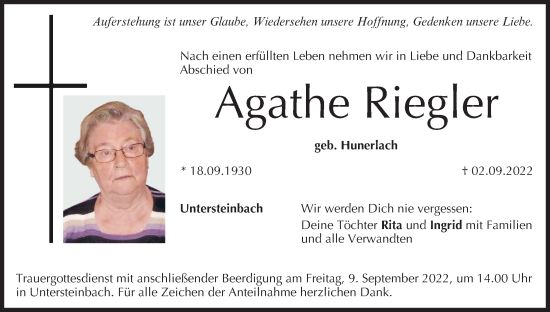 Anzeige von Agathe Riegler von MGO