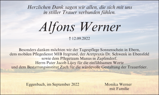 Anzeige von Alfons Werner von MGO