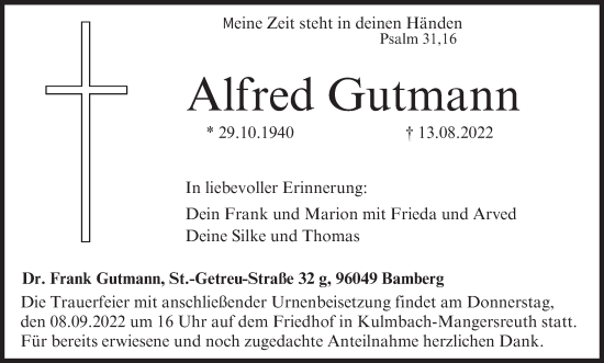 Anzeige von Alfred Gutmann von MGO