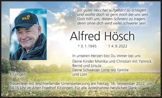 Anzeige von Alfred Hösch von MGO