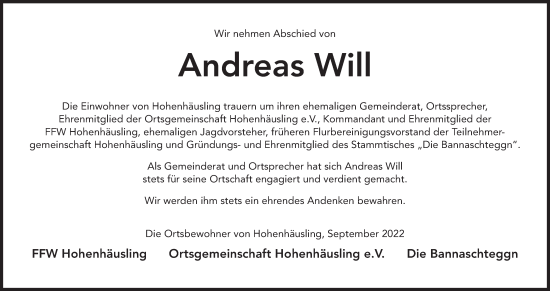 Anzeige von Andreas Will von MGO
