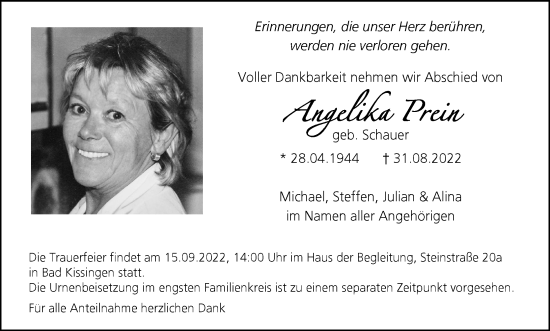 Anzeige von Angelika Prein von MGO