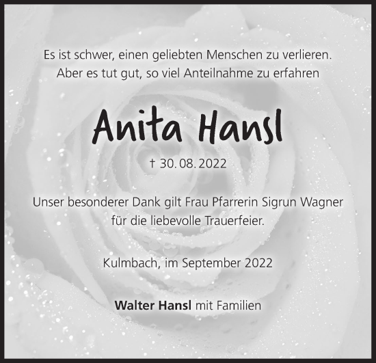 Anzeige von Anita Hansl von MGO