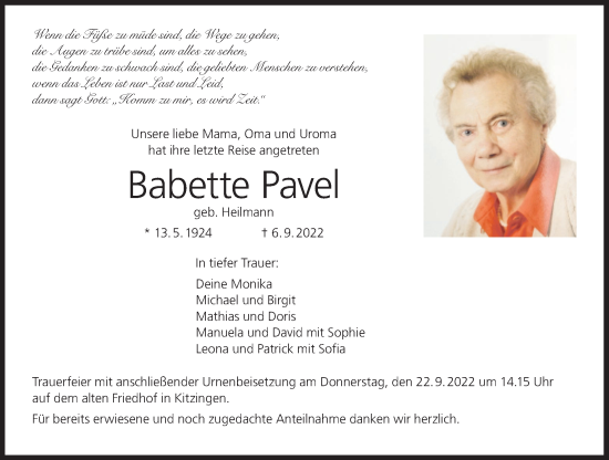 Anzeige von Babette Pavel von MGO