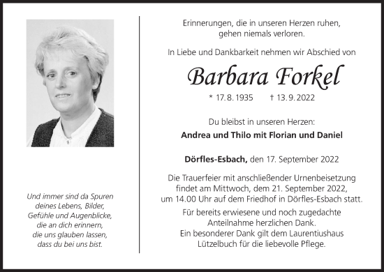 Anzeige von Barbara Forkel von MGO