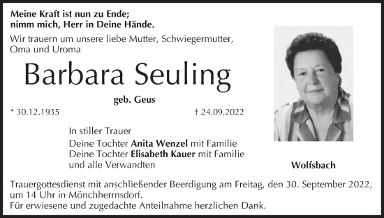 Anzeige von Barbara Seuling von MGO