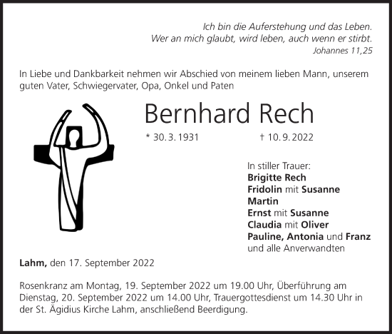 Anzeige von Bernhard Rech von MGO