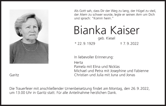 Anzeige von Bianka Kaiser von MGO