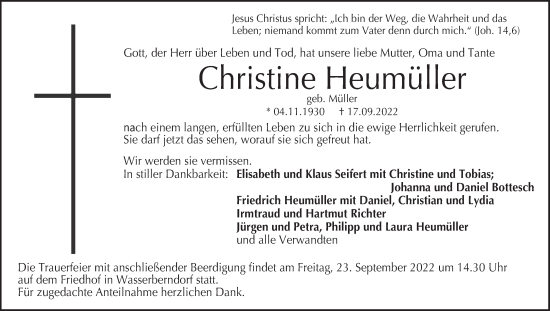 Anzeige von Christine Heumüller von MGO