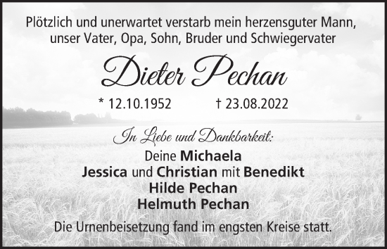 Anzeige von Dieter Pechan von MGO