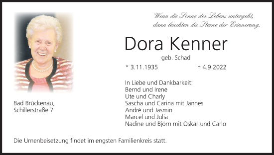Anzeige von Dora Kenner von MGO