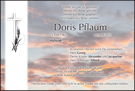 Anzeige von Doris Pflaum von MGO