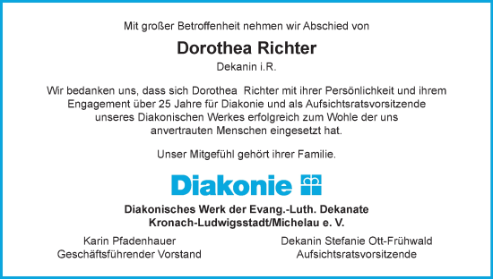 Anzeige von Dorothea Richter von MGO