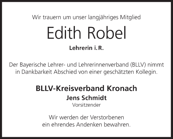 Anzeige von Edith Robel von MGO