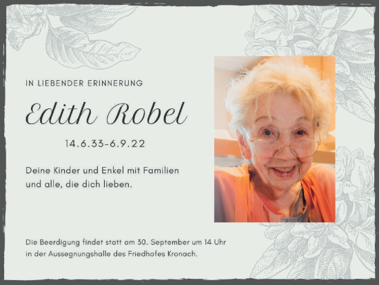 Anzeige von Edith Robel von MGO