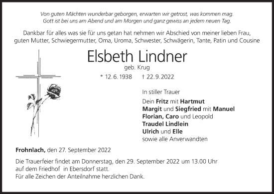 Anzeige von Elsbeth Lindner von MGO