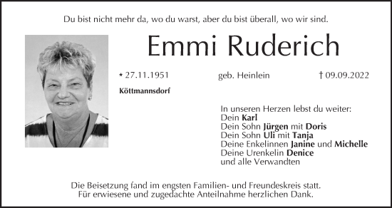 Anzeige von Emmi Ruderich von MGO