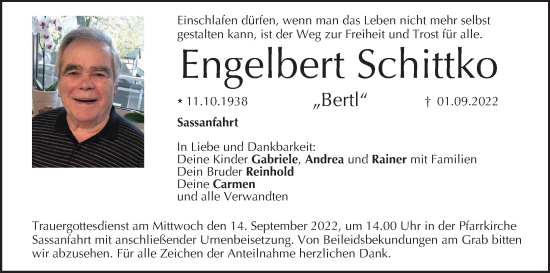 Anzeige von Engelbert Schittko von MGO