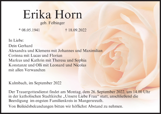 Anzeige von Erika Horn von MGO