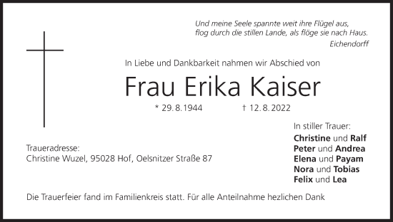 Anzeige von Erika Kaiser von MGO