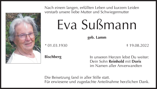 Anzeige von Eva Sußmann von MGO