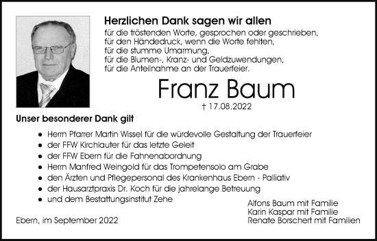 Anzeige von Franz Baum von MGO