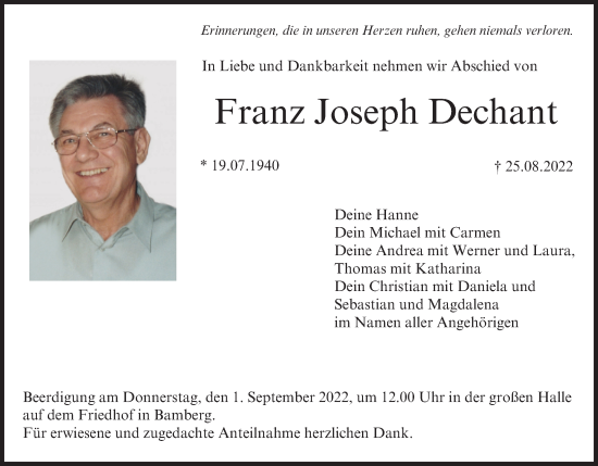 Anzeige von Franz Joseph Dechant von MGO