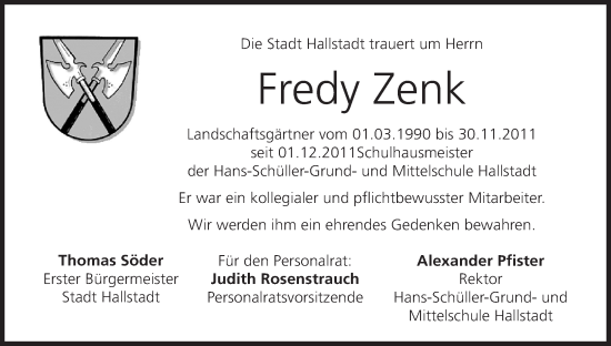 Anzeige von Fredy Zenk von MGO