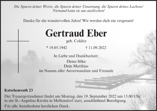 Anzeige von Gertraud Eber von MGO