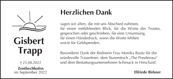 Anzeige von Gisbert Trapp von MGO