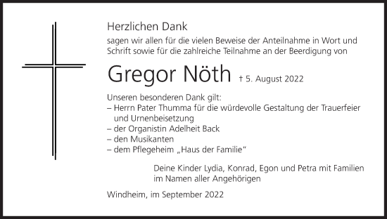 Anzeige von Gregor Nöth von MGO